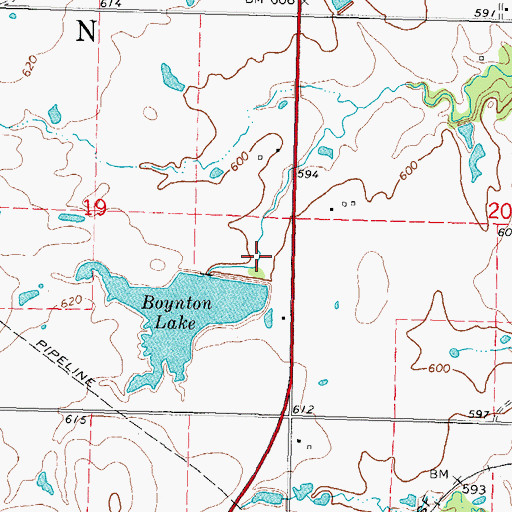 Topographic Map of Boynton Lake Dam, OK