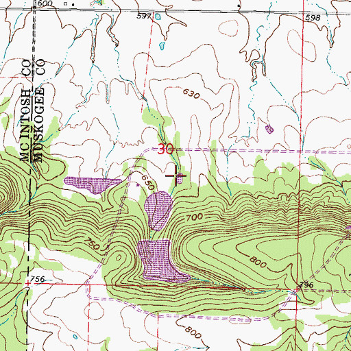 Topographic Map of Oknoname 101010 Reservoir, OK