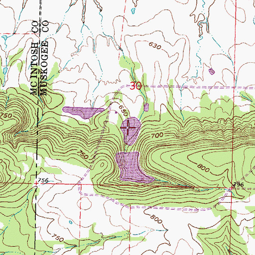 Topographic Map of Oknoname 101011 Reservoir, OK