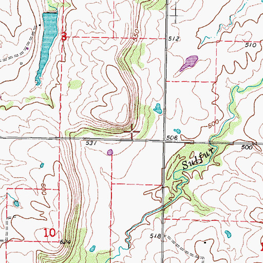 Topographic Map of Oknoname 101014 Dam, OK