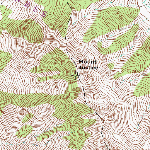Topographic Map of Mount Justice, CO