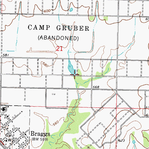 Topographic Map of Oknoname 101021 Dam, OK
