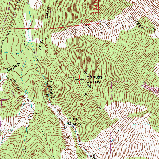 Topographic Map of Strauss Quarry, CO