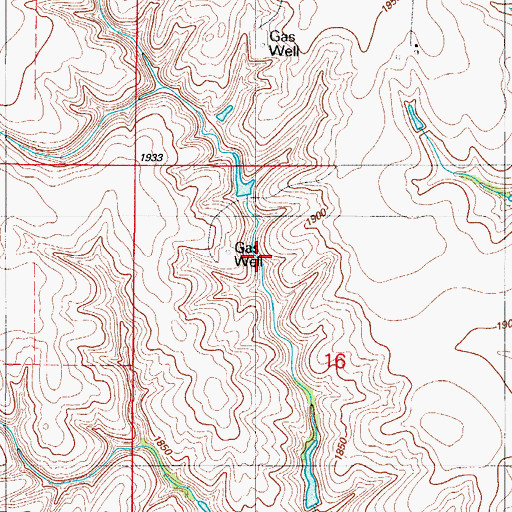 Topographic Map of Hughes Reservoir, OK