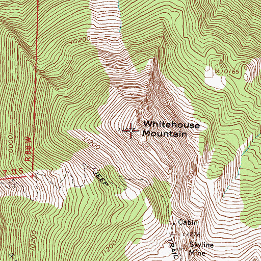 Topographic Map of Whitehouse Mountain, CO