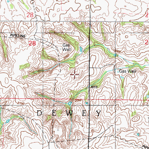 Topographic Map of R Wickham Number 3 Reservoir, OK