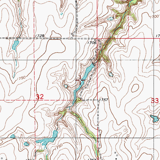 Topographic Map of Kaiser Reservoir, OK