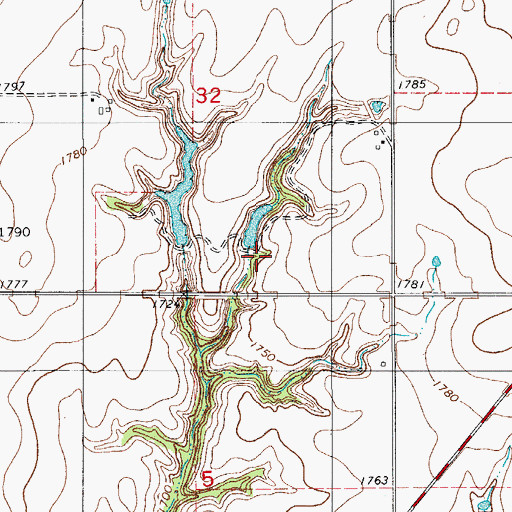 Topographic Map of Woldridge Dam, OK