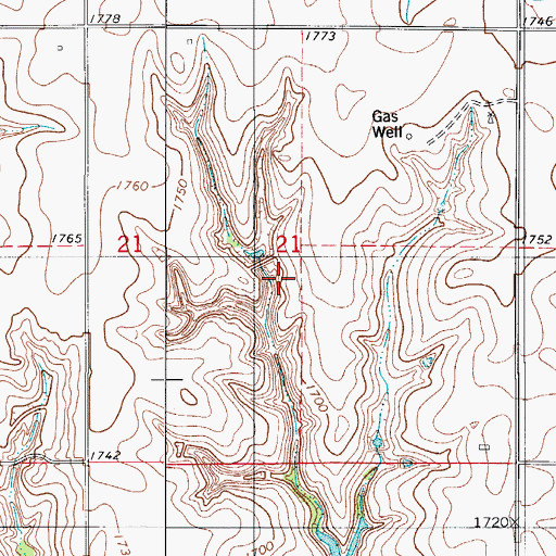 Topographic Map of Roy Sheppard Reservoir, OK