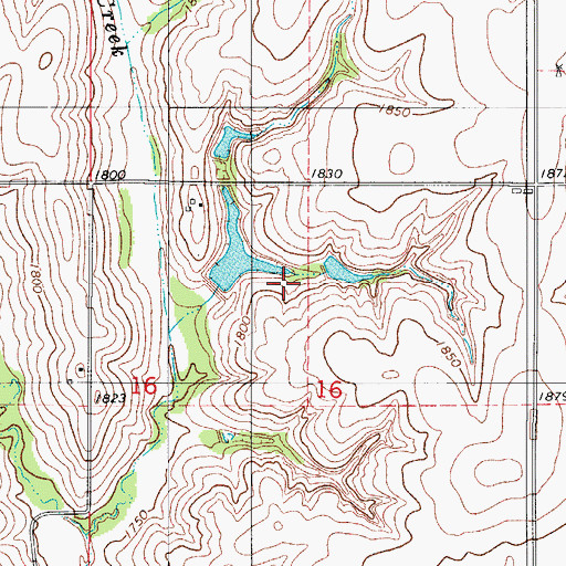 Topographic Map of Roy Higgins Dam, OK