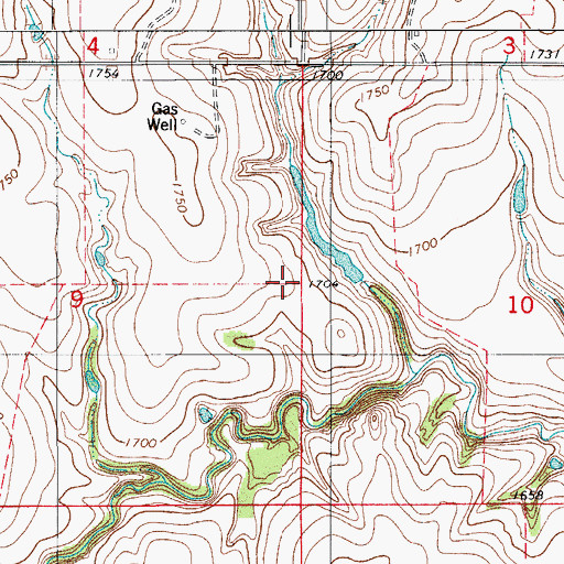 Topographic Map of Dickey Reservoir, OK