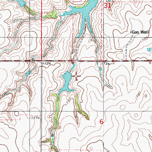 Topographic Map of Creach Dam, OK