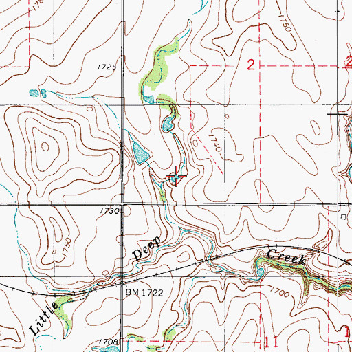 Topographic Map of Bozeman and McBride Dam, OK