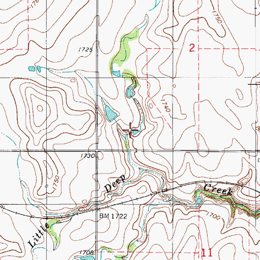 Topographic Map of Bozeman and McBride Reservoir, OK