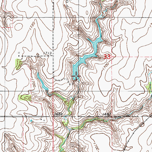 Topographic Map of Gerrong Dam, OK