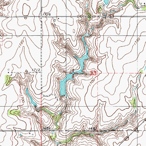 Topographic Map of Berrong Reservoir, OK