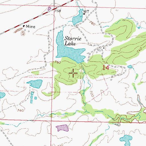 Topographic Map of Storrie Lake Dam, OK