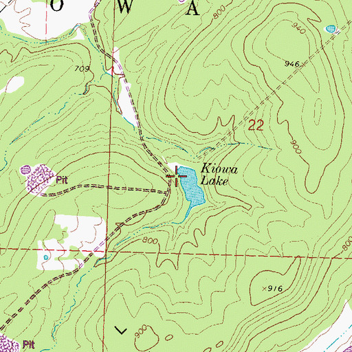 Topographic Map of Kiowa Lake Dam, OK