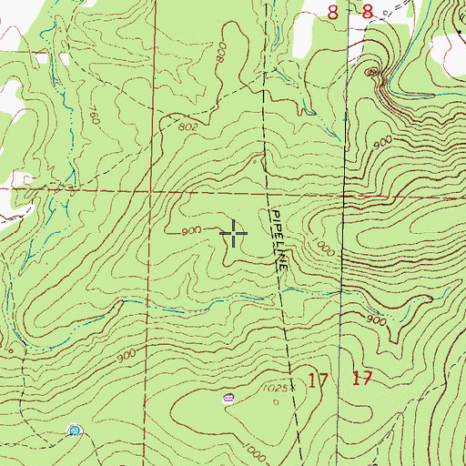 Topographic Map of Oknoname 121001 Dam, OK