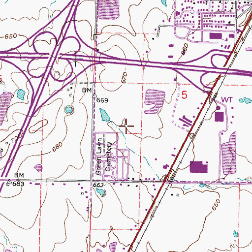 Topographic Map of Oknoname 121004 Dam, OK