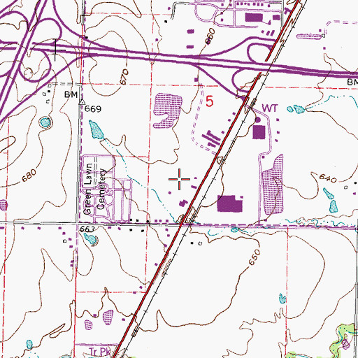 Topographic Map of Oknoname 121005 Reservoir, OK