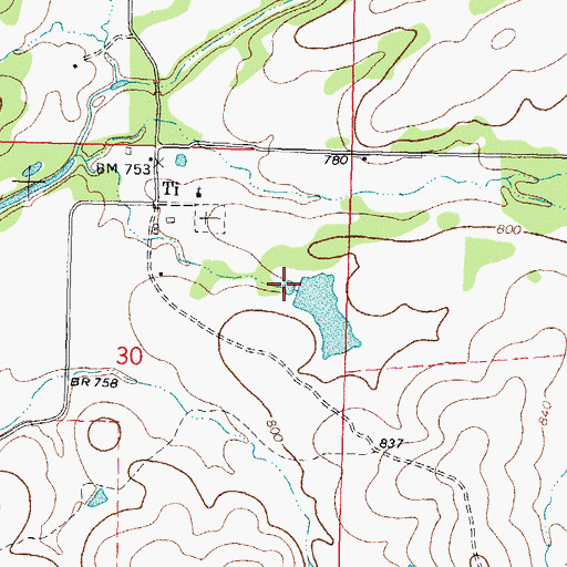 Topographic Map of Oknoname 121006 Reservoir, OK