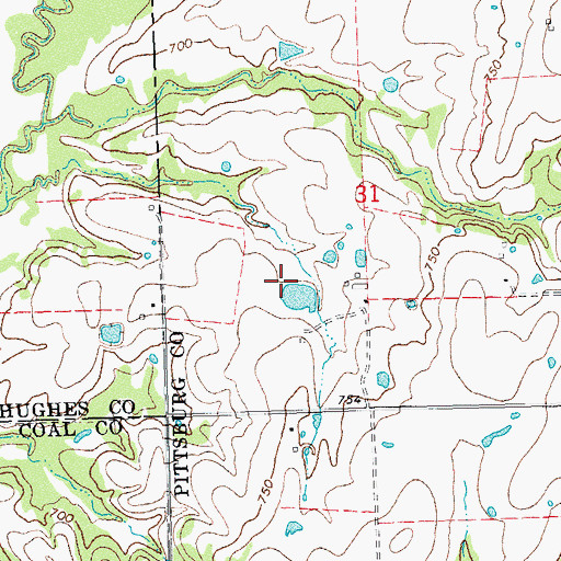 Topographic Map of Oknoname 121008 Dam, OK