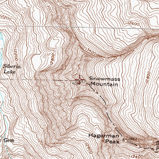 Topographic Map of Snowmass Mountain, CO
