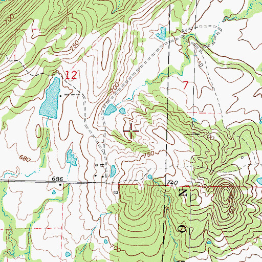 Topographic Map of Oknoname 121009 Dam, OK
