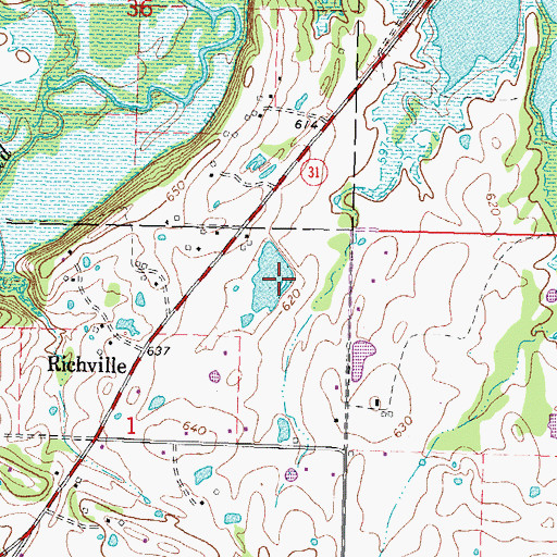 Topographic Map of Oknoname 121012 Dam, OK