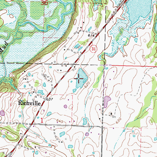 Topographic Map of Oknoname 121012 Reservoir, OK