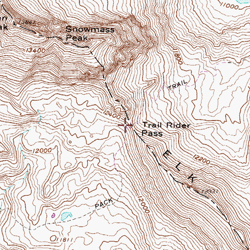 Topographic Map of Trail Rider Pass, CO