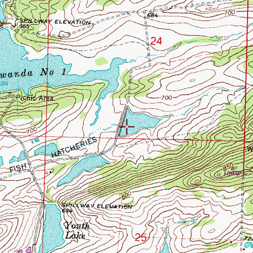 Topographic Map of Oknoname 121016 Dam, OK