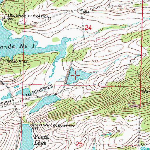 Topographic Map of Oknoname 121016 Reservoir, OK