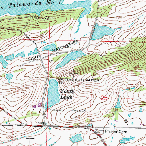 Topographic Map of Oknoname 121017 Reservoir, OK