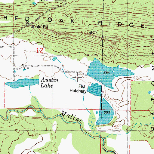 Topographic Map of Oknoname 077001 Dam, OK