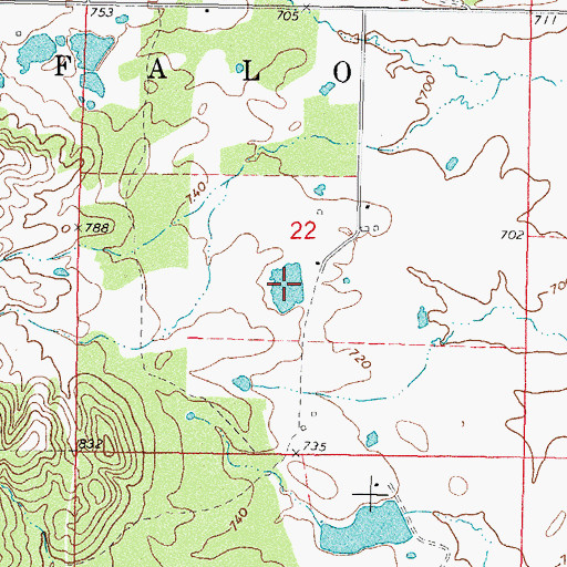 Topographic Map of Oknoname 077006 Dam, OK