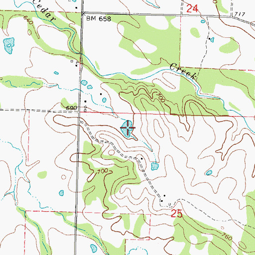 Topographic Map of Oknoname 077008 Dam, OK