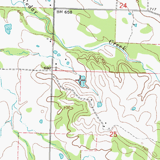 Topographic Map of Oknoname 077008 Reservoir, OK