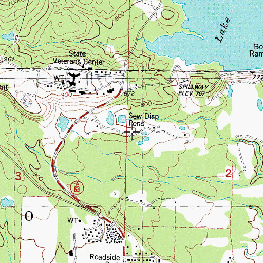 Topographic Map of Oknoname 077009 Dam, OK