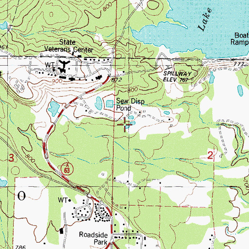 Topographic Map of Oknoname 077009 Reservoir, OK
