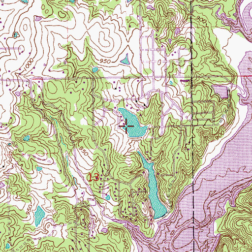 Topographic Map of Oknoname 09902 Reservoir, OK