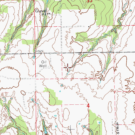 Topographic Map of Jones Gss Number 1 Reservoir, OK