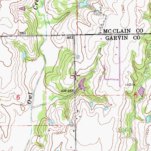 Topographic Map of Allen Gss Number 1 Reservoir, OK