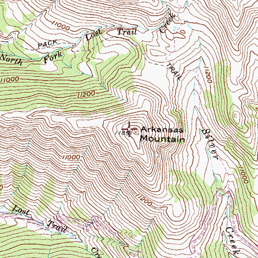 Topographic Map of Arkansas Mountain, CO
