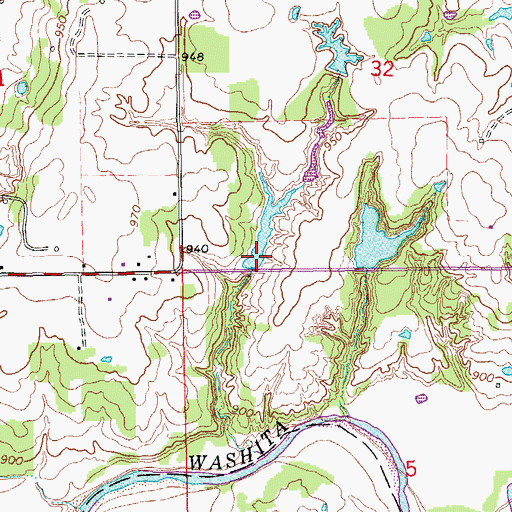 Topographic Map of Oknoname 04907 Reservoir, OK