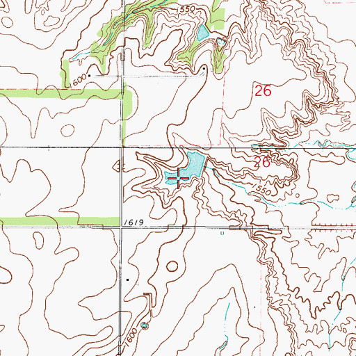 Topographic Map of Lloyd Sullivan Reservoir, OK