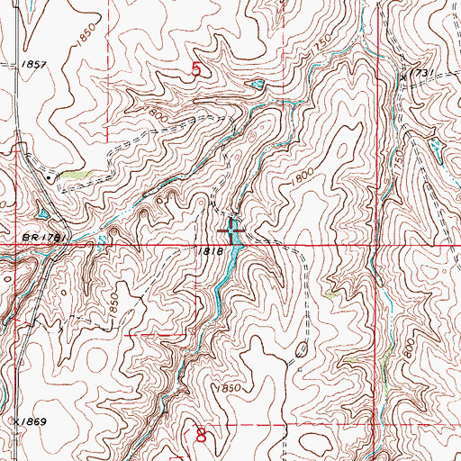 Topographic Map of Russell Overton Reservoir, OK