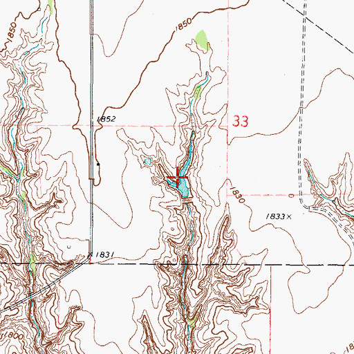 Topographic Map of Claude Seymour Reservoir, OK
