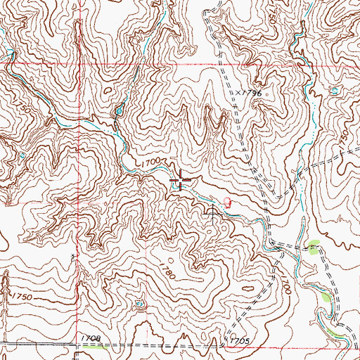 Topographic Map of Dewayne Meyers Reservoir, OK